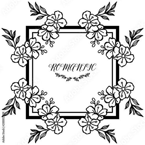 Decorative element leaf floral frame  for ornate of card celebration bride romantic. Vector