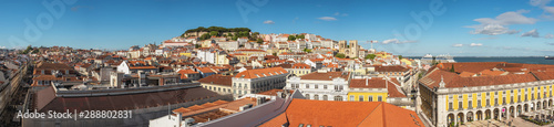 Lisbon Portugal aerial view panorama city skyline at Lisbon Baixa district