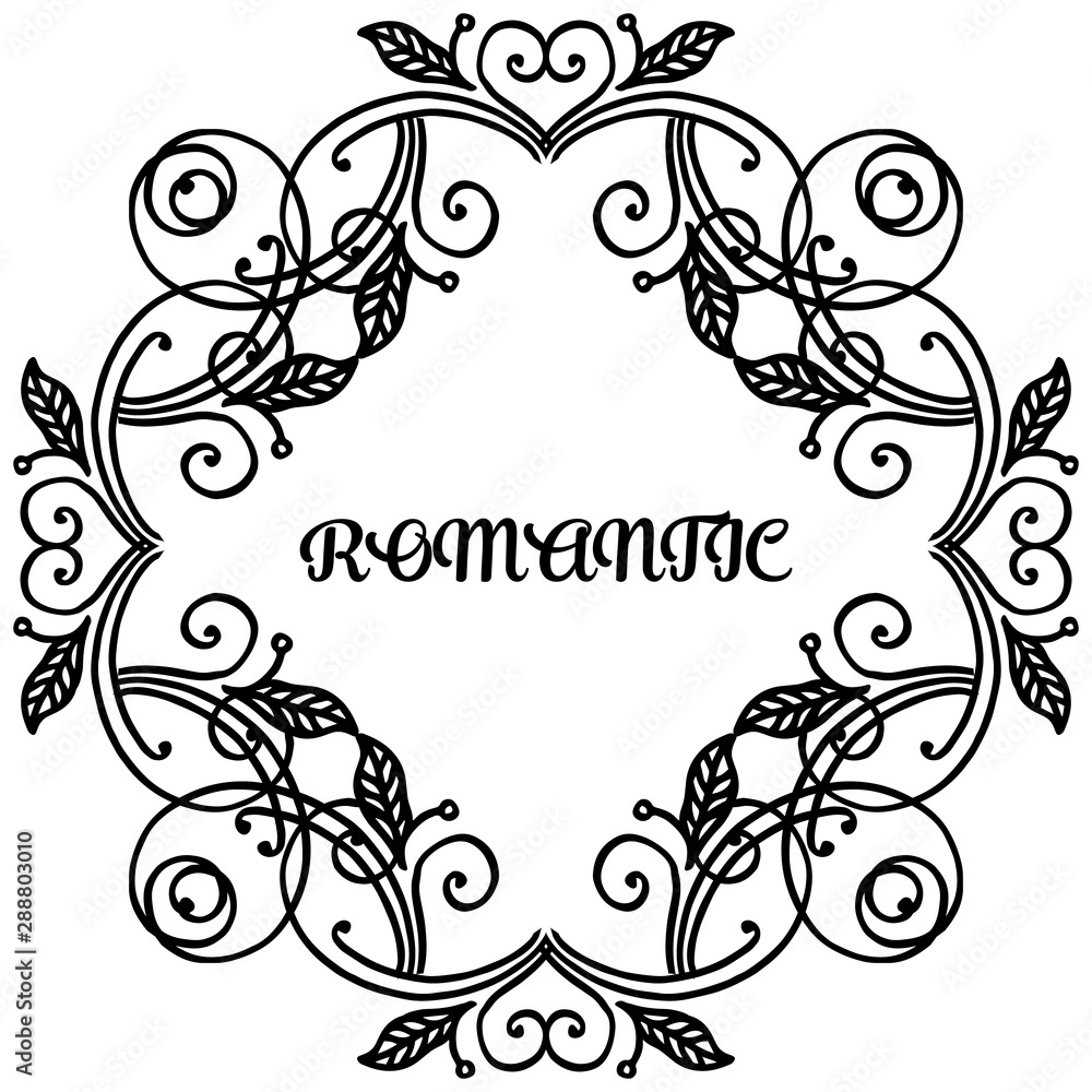 Element for design banner romantic, with decoration of leaf flower frame. Vector