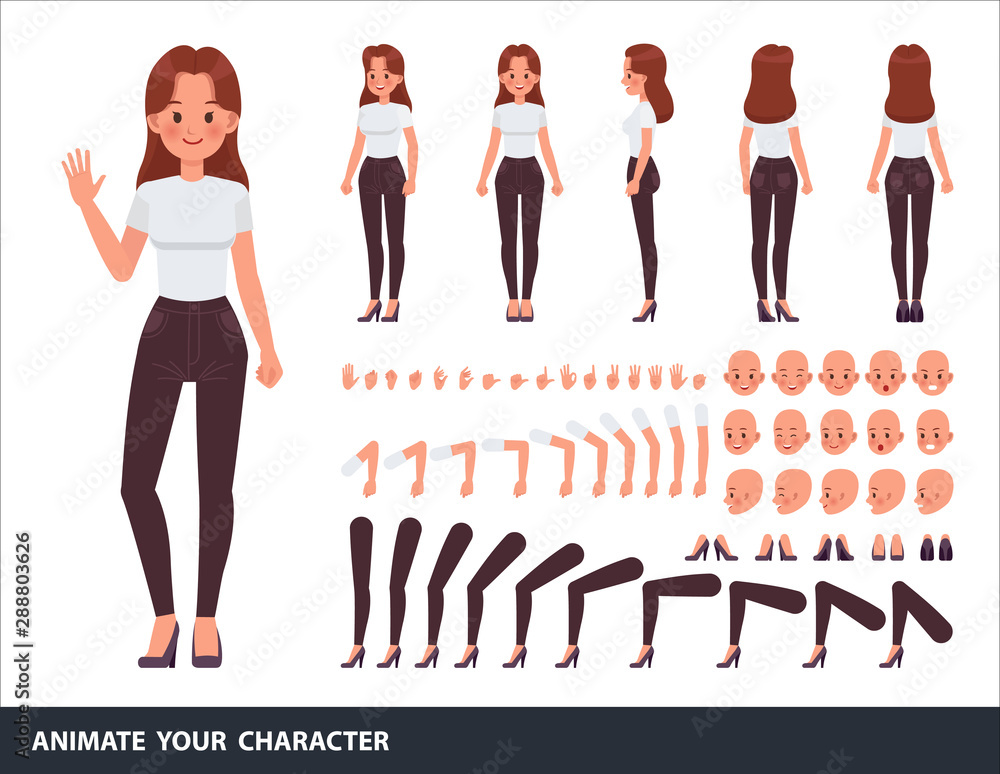 Woman character vector design. Create your own pose. - obrazy, fototapety, plakaty 