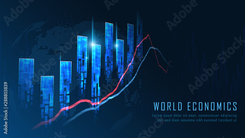 Stock market or forex trading graph concept