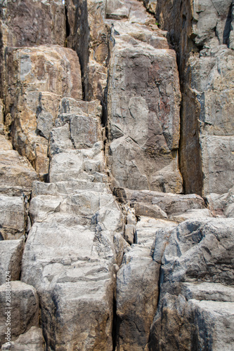 The columnar joint rocks made of andesite  at Tojinbo located in Mikuni town, Sakai city, Fukui pref. Japan. © Kuutanx