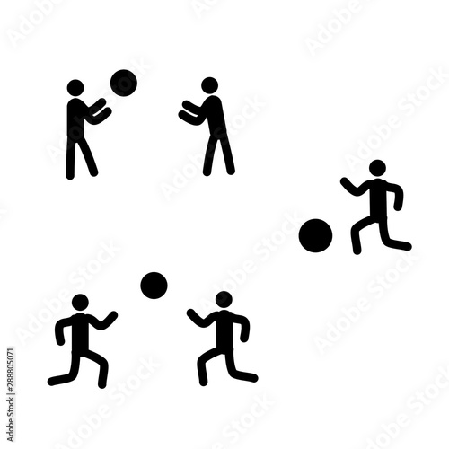 set of stick men doing sports isolated on white background