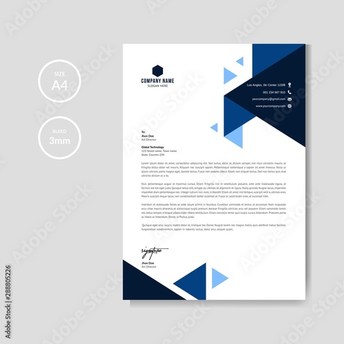 Professional blue letterhead graphic template