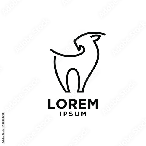 goat sheep rams line butting logo icon designs vector simple black illustration