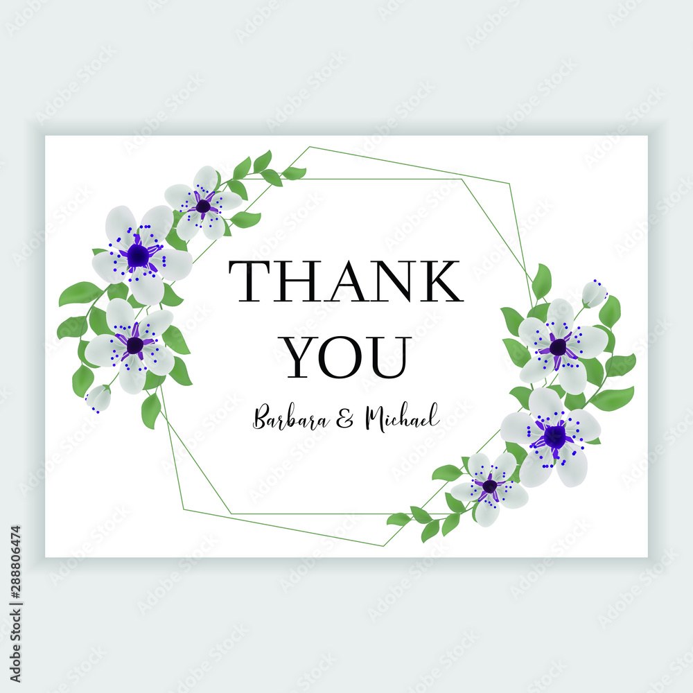 Obraz Floral thank you card template
