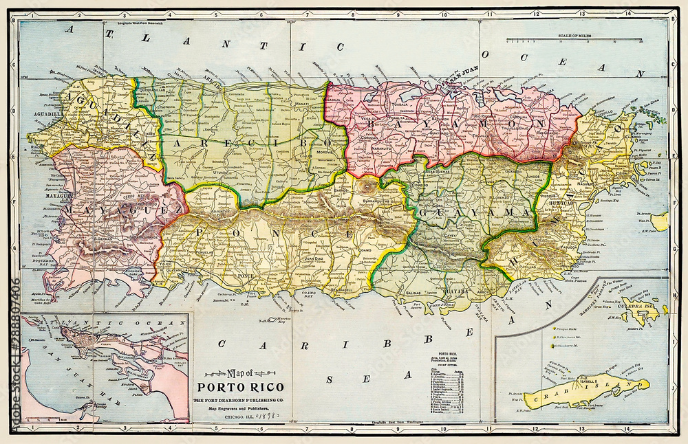 Obraz premium Map of Porto Rico [Puerto Rico] 1895