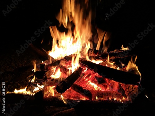 fire in fireplace