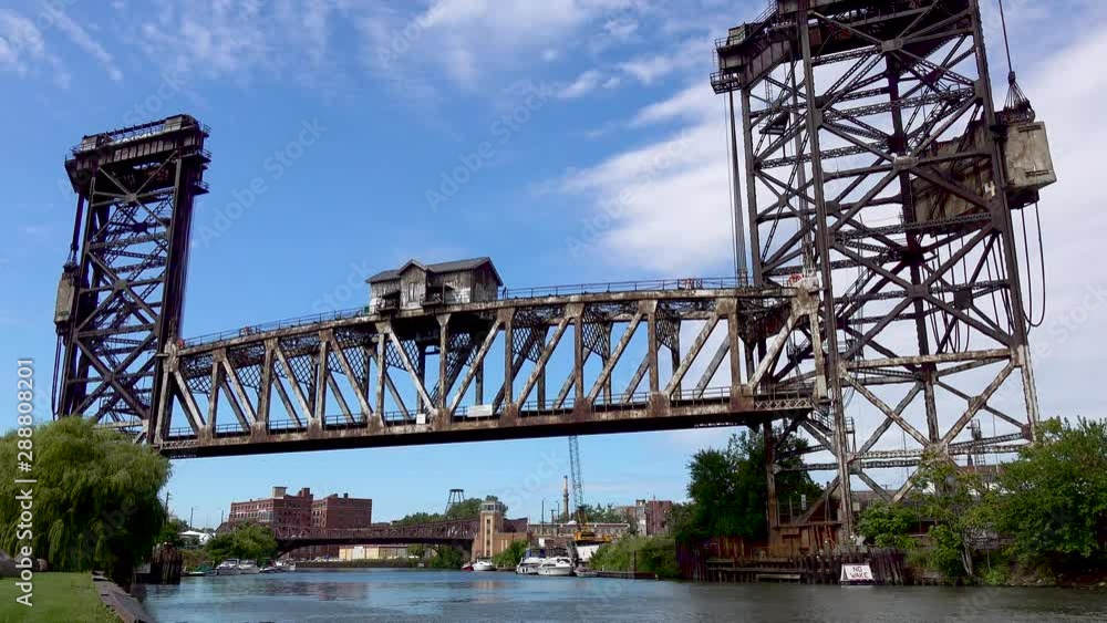 timelapse of old historic vertical lift train bridge 4k timelapse of old historic vertical lift train bridge 4k