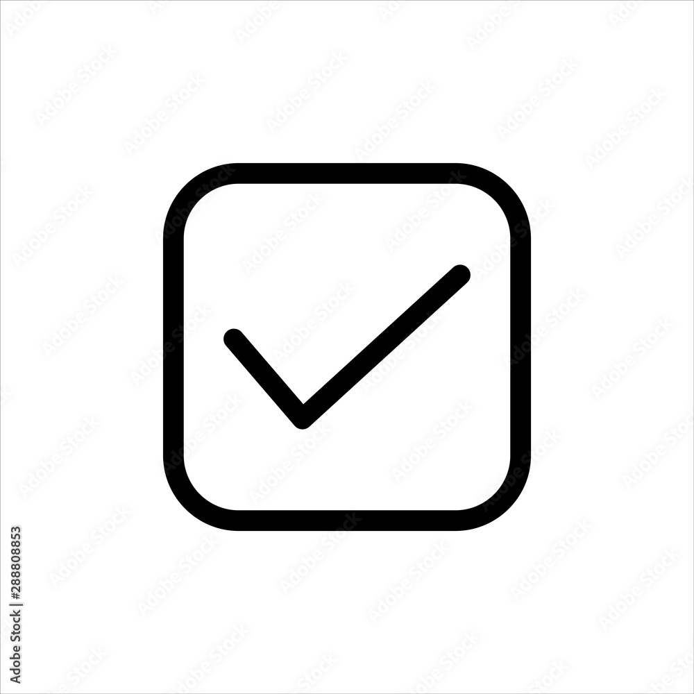 Check mark Icon with flat line style icon for web site design, logo, app, UI isolated on white background Check mark Icon with flat line style icon for web site design, logo, app, UI isolated on white background