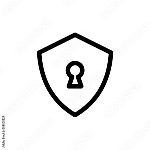 Shield secure Icon with flat line style icon for web site design, logo, app, UI isolated on white background