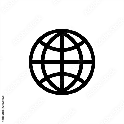 Globe internet Icon with flat line style icon for web site design  logo  app  UI isolated on white background