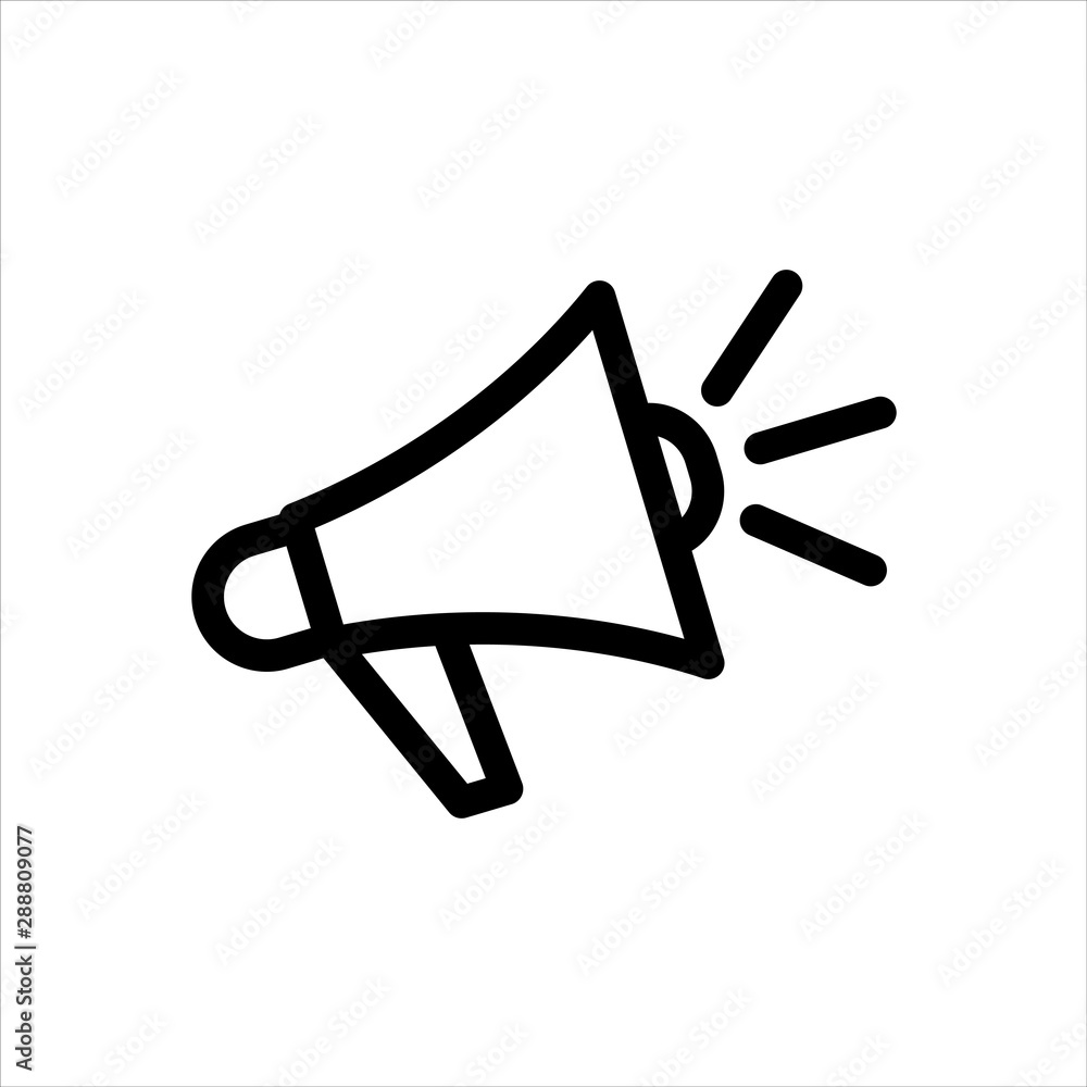 Megaphone Icon with flat line style icon for web site design, logo, app, UI isolated on white background