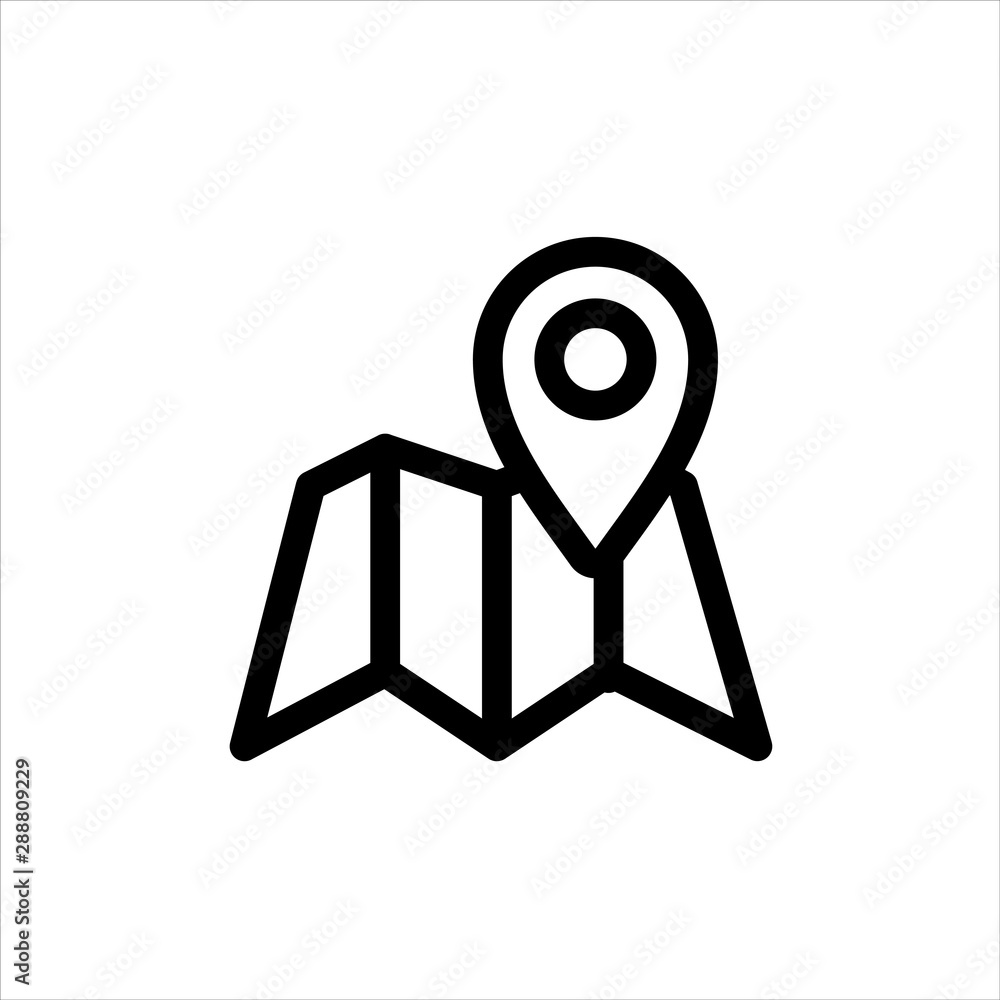 Pin Map Icon with flat line style icon for web site design, logo, app, UI isolated on white background Pin Map Icon with flat line style icon for web site design, logo, app, UI isolated on white background