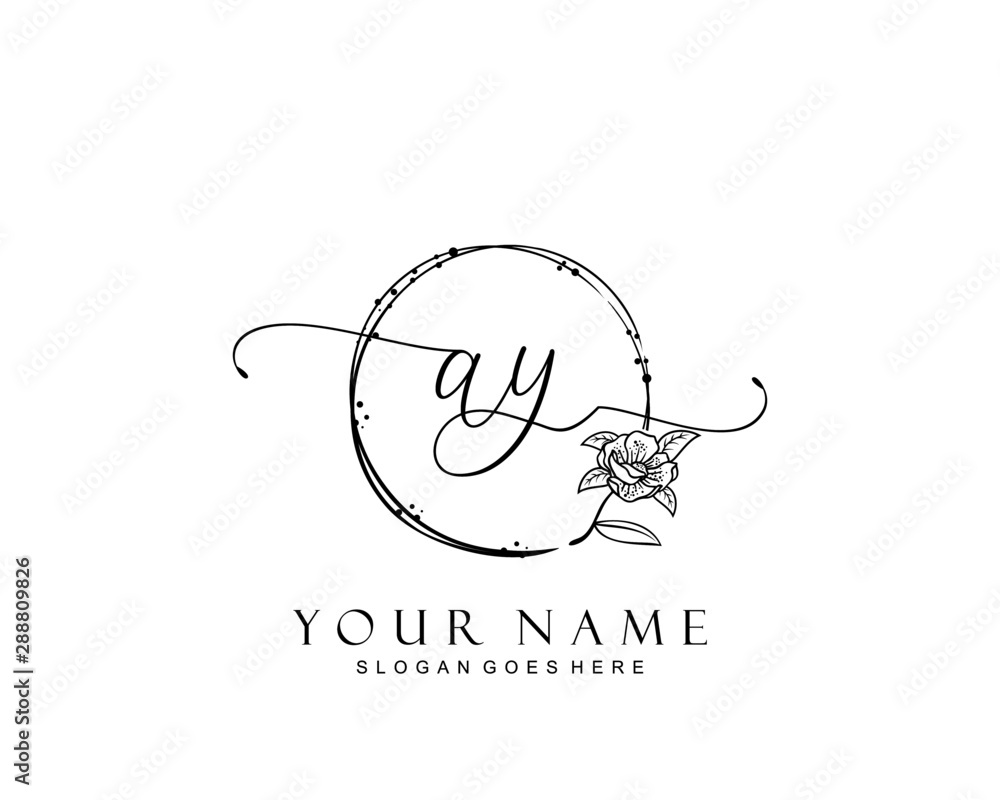 Initial AY beauty monogram and elegant logo design, handwriting logo of