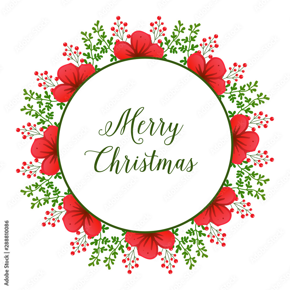 Texture of red flower frame elegant for merry christmas lettering design. Vector Texture of red flower frame elegant for merry christmas lettering design. Vector