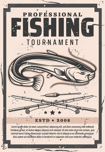 Fishing sport, crossed rods and sheatfish