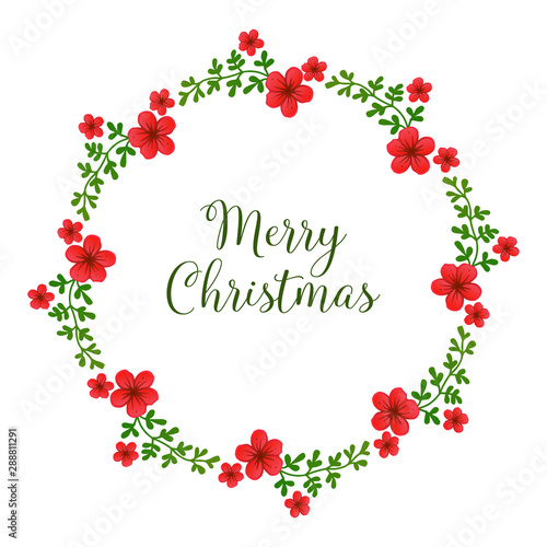 Shape circular of red wreath frame, for pattern wallpaper of card merry christmas. Vector