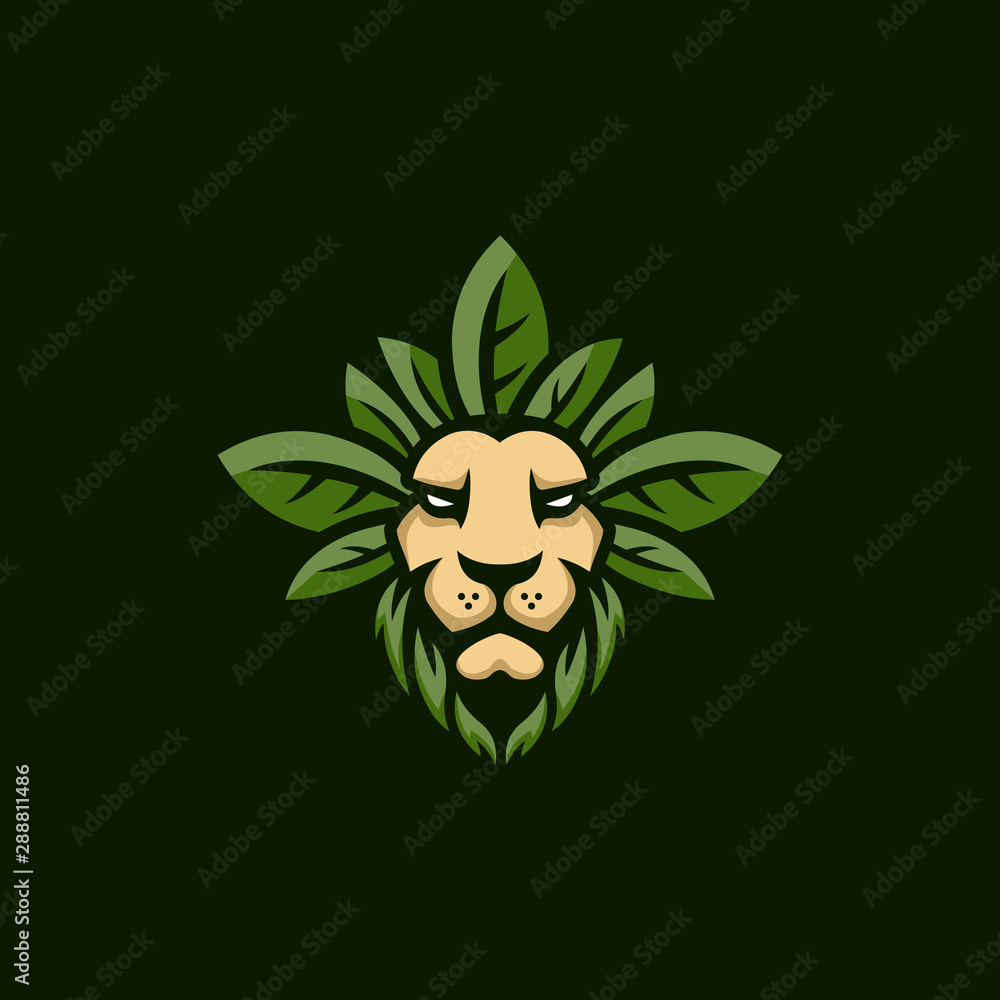 Head Lion Leaf Animal Illustration Icon Logo Design Template Element Vector Head Lion Leaf Animal Illustration Icon Logo Design Template Element Vector