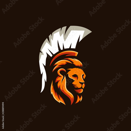 Spartan Lion Illustration Icon Logo Design Template Element Vector