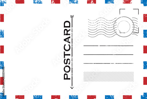 Blank vintage post card template with stamp.vector illustration