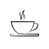 Coffee or tea cup icon. Line template. Hot drink sign. Beverage symbol. Design elements. Vector illustration.