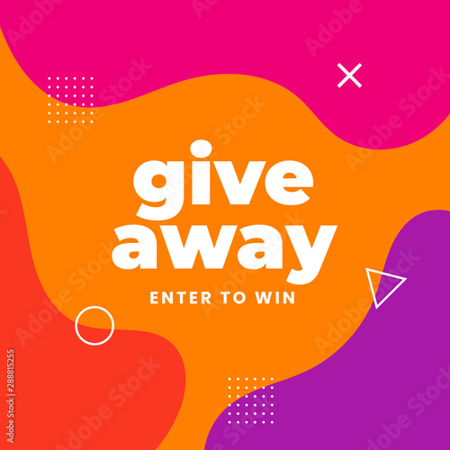 Simple giveaway social media poster template design with fluid liquid frame background vector illustration and modern geometric shape ornament