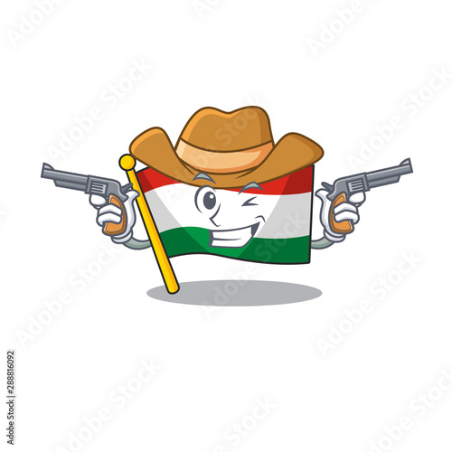 Cowboy flag hungary mascot shaped on cartoon