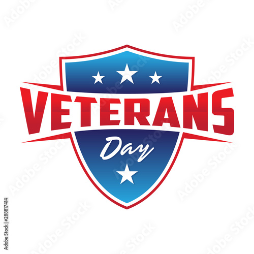 Modern design Veterans day concept background with shield and stars