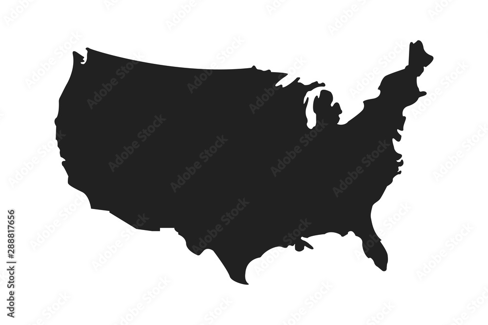 American isolated vector icon. Country map shape. Isolated white background. American patriotic background.