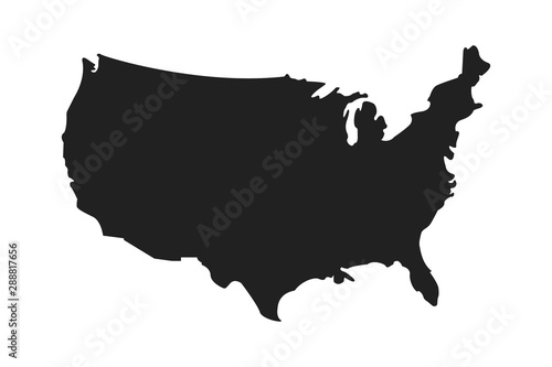 American isolated vector icon. Country map shape. Isolated white background. American patriotic background.