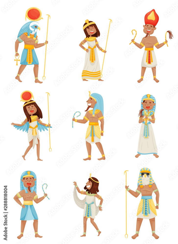 Set of pharaohs. Vector illustration on a white background.