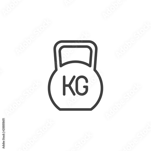 Weight kg line icon. linear style sign for mobile concept and web design. Gym Weight outline vector icon. Symbol, logo illustration. Vector graphics photo