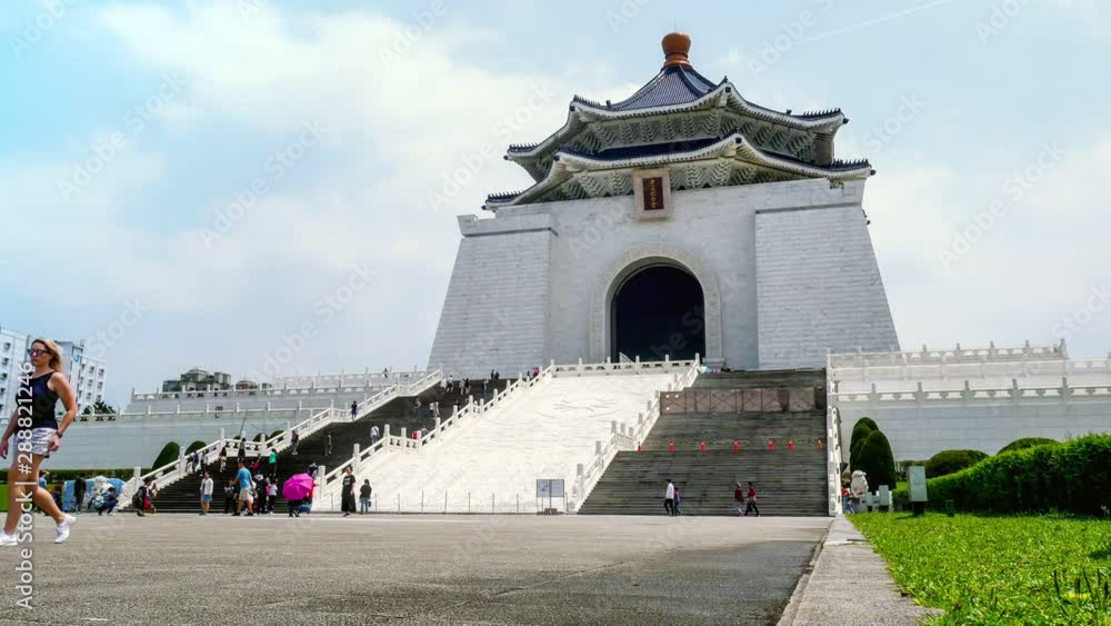 Timelapse of the majestic monument. Tourist attraction, Taiwan - April, 2019 Timelapse of the majestic monument. Tourist attraction, Taiwan - April, 2019