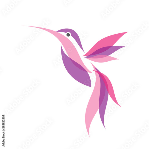 Colorful fliying Hummingbird icon symbol in flat style