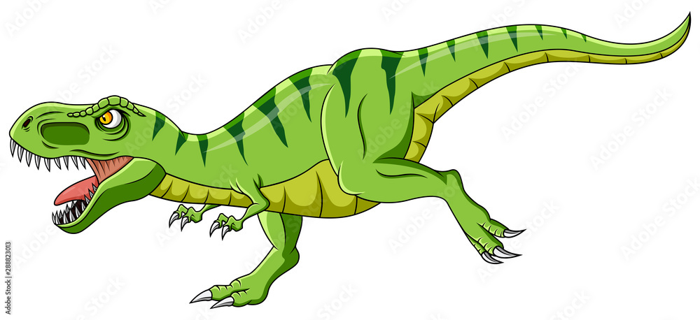 Cartoon green t-rex dinosaur growling Stock Vector | Adobe Stock