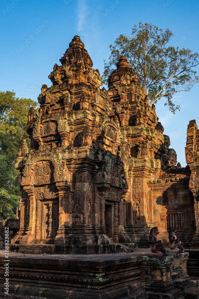 Banteay Srei is a Hindu temple dedicated to Shiva in Angkor, Cambodia Banteay Srei is a Hindu temple dedicated to Shiva in Angkor, Cambodia