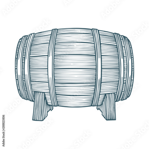 Barrel. Wooden barrel hand drawn vector illustration. Part of set.
