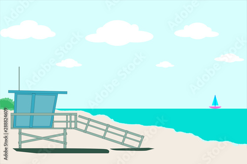 The lifeguard staton on the beach  .