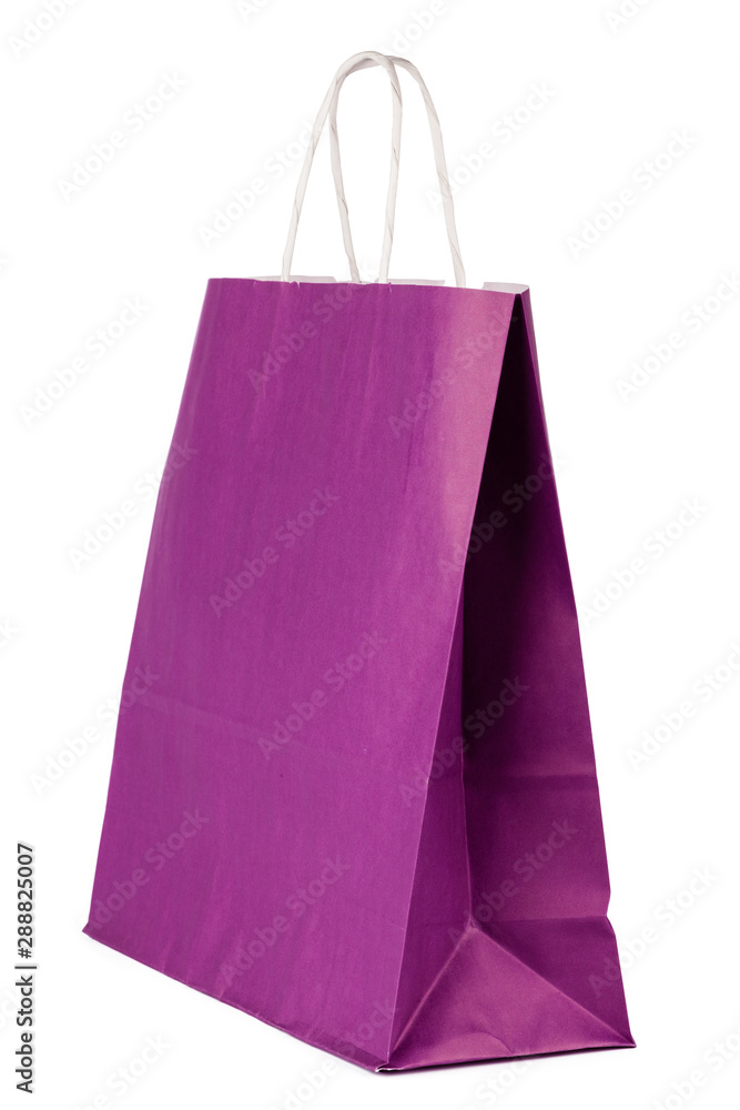 Plain paper shopping bag isolated on white background