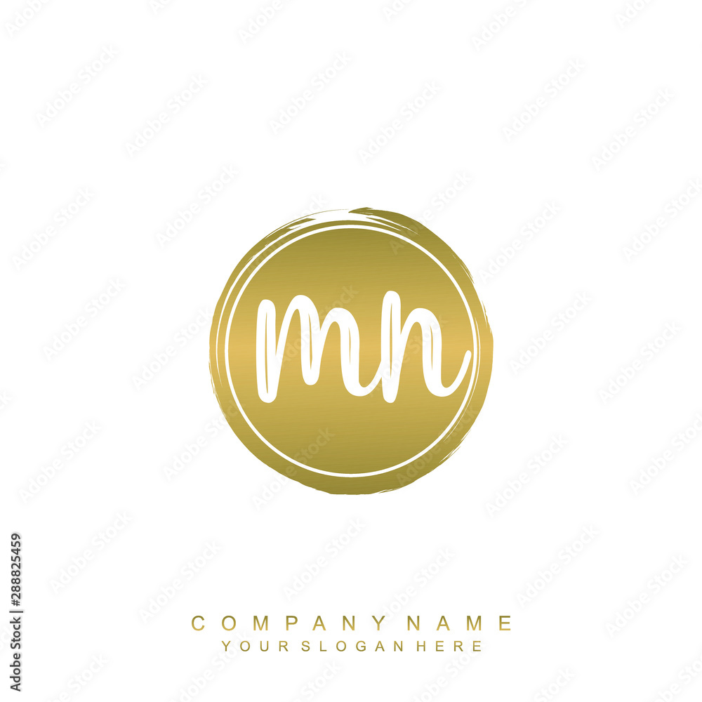 MN initials handwriting logo, with brush template and brush circle MN initials handwriting logo, with brush template and brush circle
