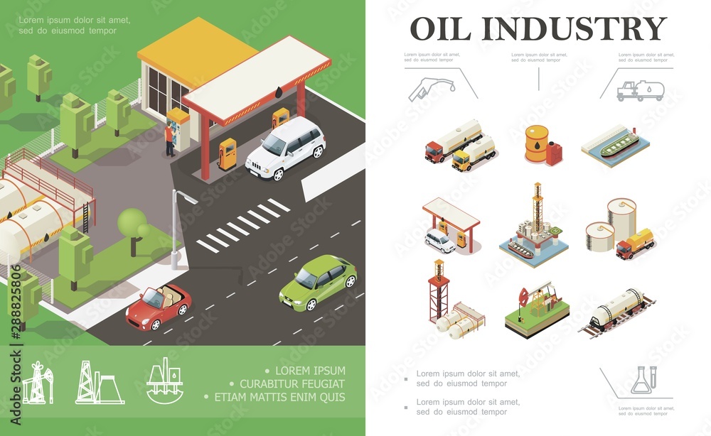 Isometric Oil Industry Concept - obrazy, fototapety, plakaty 