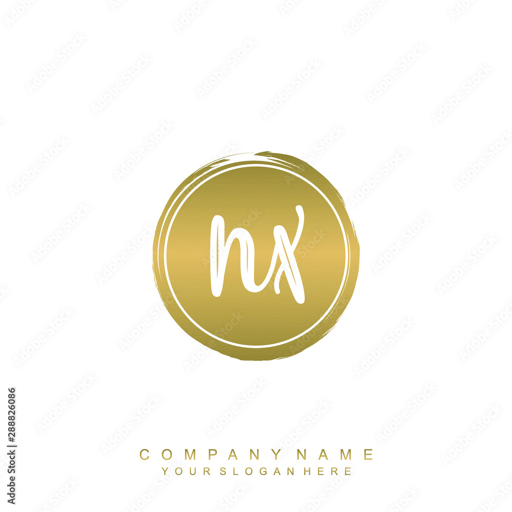 NX initials handwriting logo, with brush template and brush circle NX initials handwriting logo, with brush template and brush circle