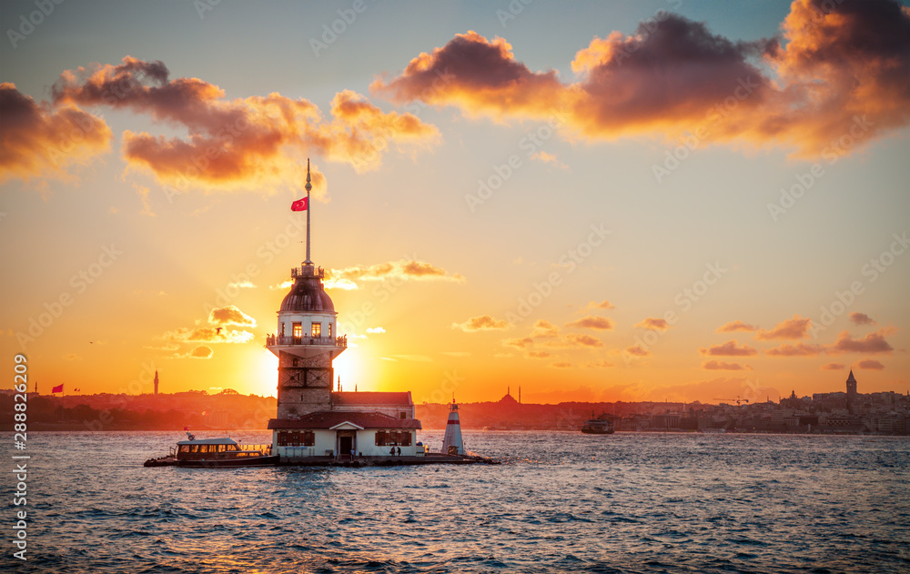 Maiden's tower at sunset time- Istanbul, Turkey