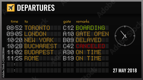 Airport Board Realistic Composition