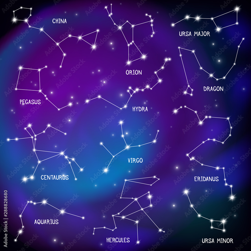 Sky Map Constellations Background Stock Vector | Adobe Stock