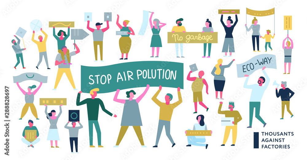 Ecological Action Protesting People Illustration Ecological Action Protesting People Illustration