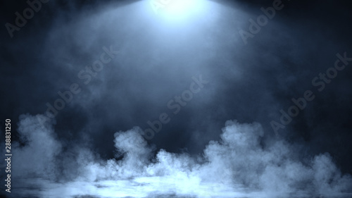 Dry ice smoke clouds fog floor texture.Perfect spotlight mist effect on isolated black background. Design element.
