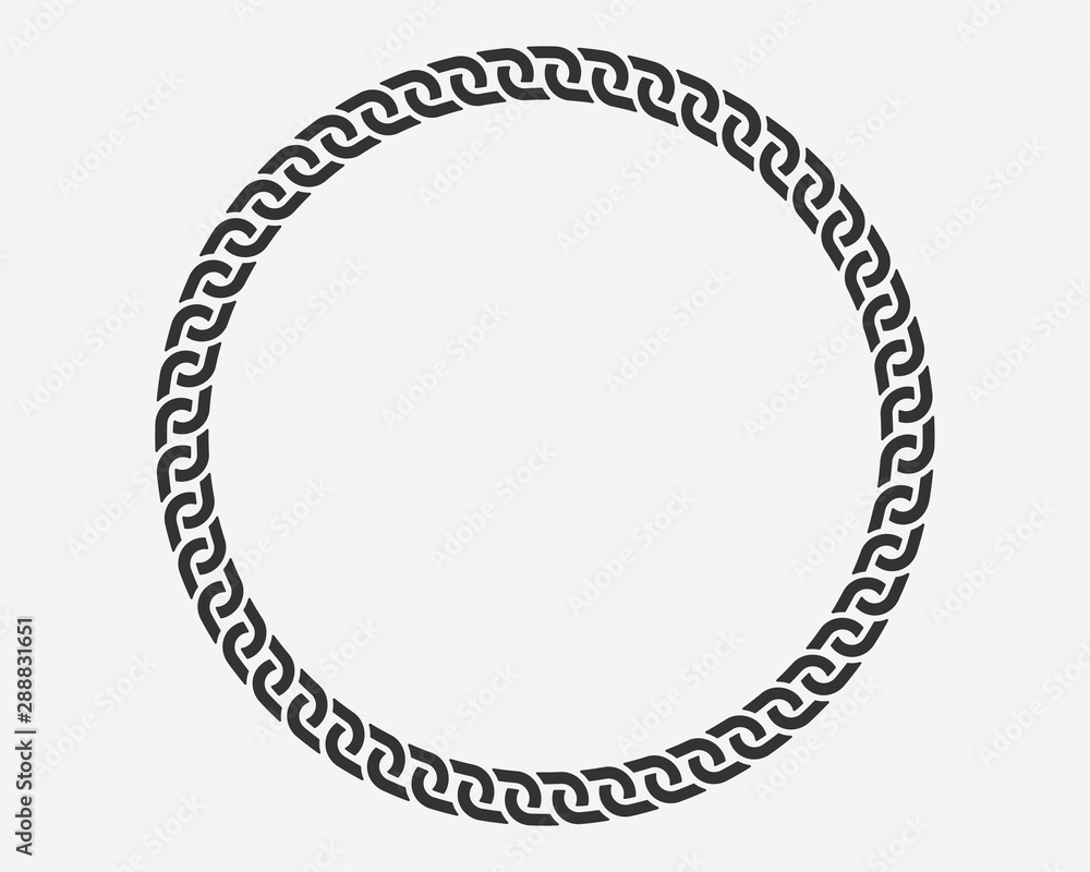 Texture chain round frame. Circle border chains silhouette black and white  isolated on background. Chainlet design element. Stock Vector | Adobe Stock