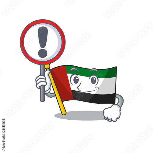 With sign flag united arab emirates shaped cartoon